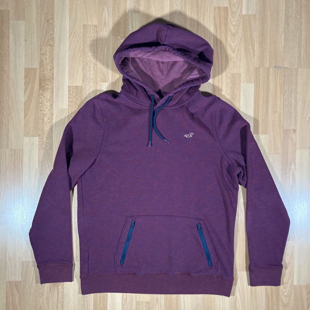 Hollister Burgundy Embroidered Logo Hoodie / Sweatshirt (Men's Size Large)
